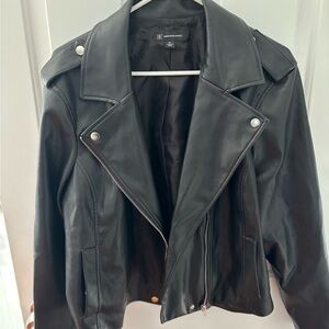 INC International Concepts black faux leather moto jacket - size XL